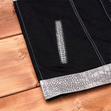 Pocket of Crocodile textured leather vest