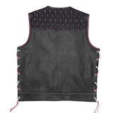 Leatherick Diamond Stitch Collarless Biker Vest