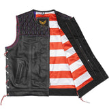 Leatherick Diamond Stitch Collarless Biker Vest