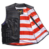 Front of Leatherick Tactical Warrior Style Leather Vest