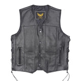 Leather Side Laces Custom Black Motorcycle Vest