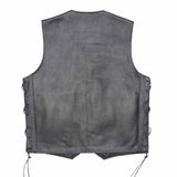Leather Side Laces Black Motorcycle Vest