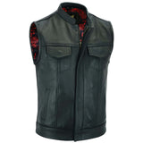 Leatherick SOA Vest with Red Satin Liner