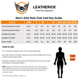 Size chart for USA SOA7 Premium Waistcoat for accurate fitting.