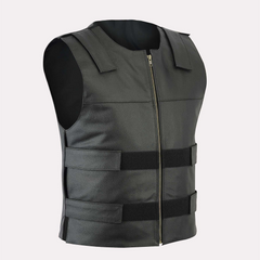 Men Bullet Proof style Leather Motorcycle Vest for bikers Tactical  waistcoat